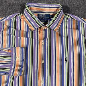 Vintage Y2K Polo Ralph Lauren Westerton Custom Fit Striped Button Shirt Mens XL